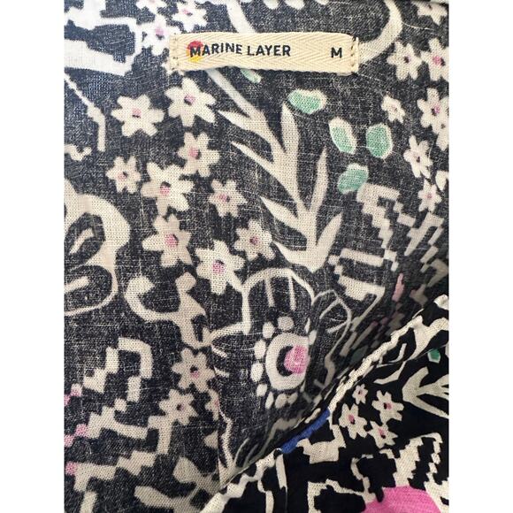 Marine Layer Camila Mini Dress Floral Block Print Black Pink NWT Size Medium - Picture 4 of 7